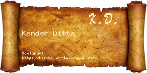 Kender Ditta névjegykártya